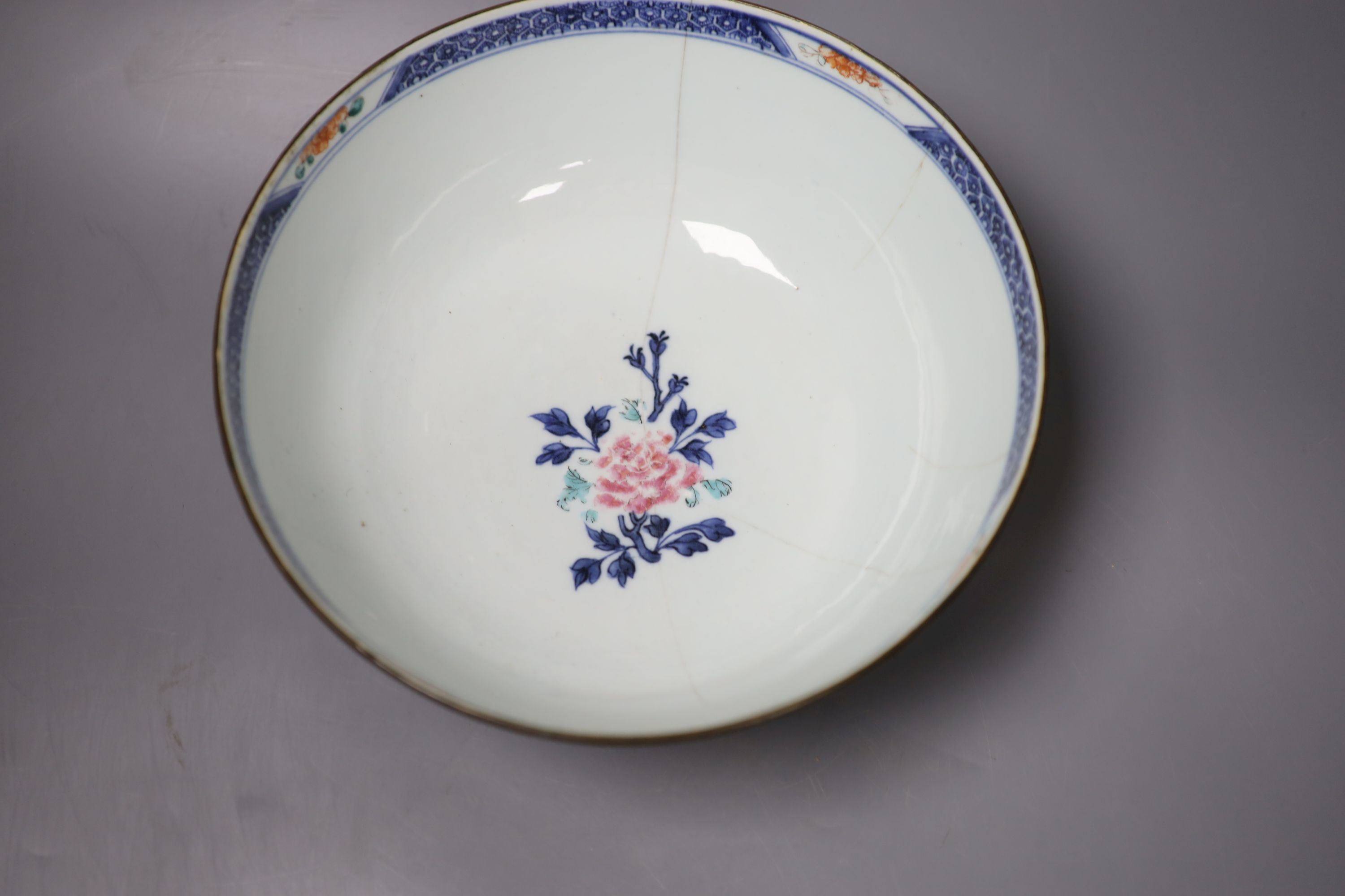 A Chinese porcelain bowl, 11.5cm high, 27cm diameter